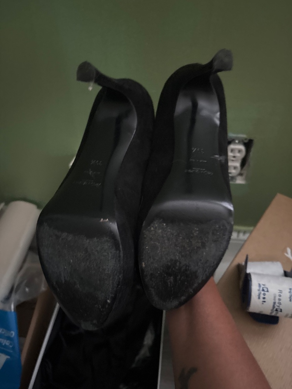 Saint Laurent Paris Giselle 80 Black Suede Platform Pumps Size 39.5 / 39+ - Picture 5 of 5
